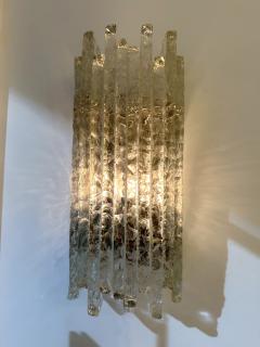  Poliarte Pair of Hammered Glass Ice Sconces by Poliarte Italy 1970s - 3080775