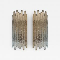  Poliarte Pair of Hammered Glass Ice Sconces by Poliarte Italy 1970s - 3082883