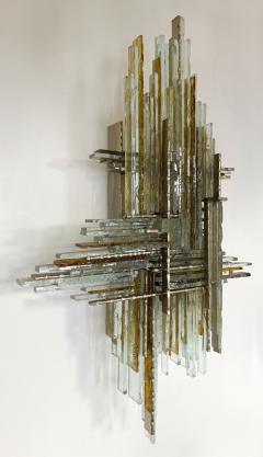  Poliarte Pair of Hammered Glass Wrought Iron Sconces by Biancardi Italy 1970s - 4413344