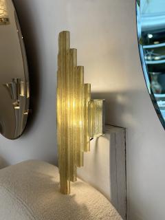  Poliarte Pair of Hammered Yellow Glass Sconces by Poliarte Italy 1970s - 2566186