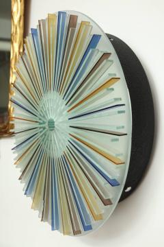  Poliarte Pair of Modern Glass and Painted Glass Round Sconces Made in Italy by Poliarte - 463245