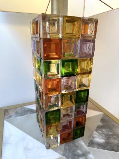 Poliarte Pair of Multicolor Glass Cube Lamps by Poliarte Italy 1970s - 2964231