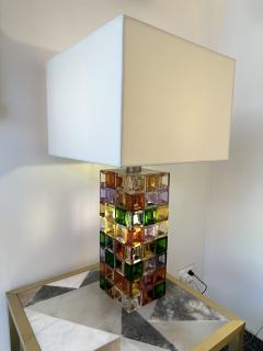  Poliarte Pair of Multicolor Glass Cube Lamps by Poliarte Italy 1970s - 2964234