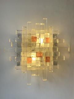  Poliarte Pair of Rea Glass Cube Sconces by Poliarte Italy 1970s - 2830844