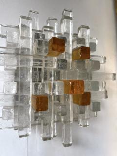  Poliarte Pair of Rea Glass Cube Sconces by Poliarte Italy 1970s - 2830849