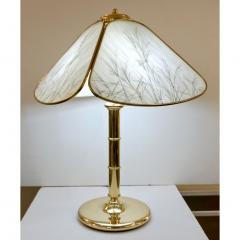  Poliarte Poliarte 1960s Italian Feather Reed Grass Decor Cream White Glass Brass Lamp - 2067775