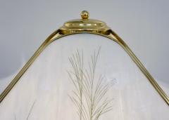  Poliarte Poliarte 1960s Italian Feather Reed Grass Decor Cream White Glass Brass Lamp - 2067781