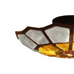 Poliarte Poliarte Brutalist Murano Glass Patinated Brass Ceiling Lamp 1970 - 3106198