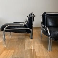  Poltronova Mid Century Modern Pair of Black Stringa Armchairs Designed by Gae Aulenti - 1930475