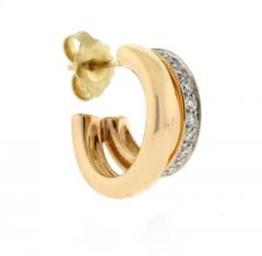  Pomellato POMELLATO ICONICA DOUBLE HOOP DIAMOND AND ROSE GOLD EARRINGS - 2808551