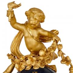  Popon A Paris Large cherub themed gilt bronze clock garniture by Popon - 3457271