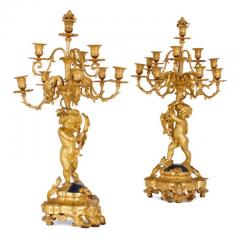  Popon A Paris Large cherub themed gilt bronze clock garniture by Popon - 3457272