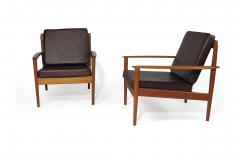  Poul Jeppesen Grete Jalk Teak Lounge Chairs in Brown Leather - 1494716