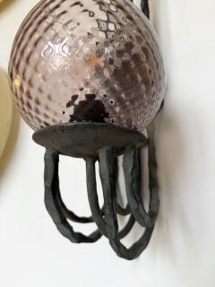  Pozzebon Wrought Iron and Glass Sconce by Pozzebon Italy 1970s - 4477130