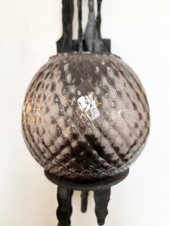  Pozzebon Wrought Iron and Glass Sconce by Pozzebon Italy 1970s - 4477133