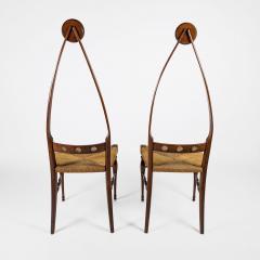  Pozzi Verga SET OF 2 WALNUT SCULPTURAL CHAIRS BY POZZI VERGA 1950  - 3059909