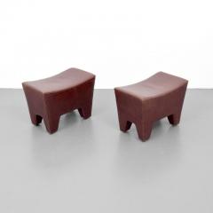  Promemoria Pair of Promemoria Leather Ottomans - 123613