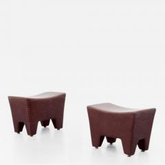  Promemoria Pair of Promemoria Leather Ottomans - 123953