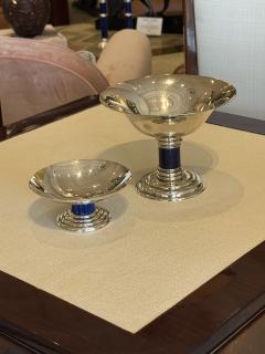 Puiforcat Art Deco Silver Plated Tazza with Lapis Lazuli Lacquered detail by Puiforcat - 4747750
