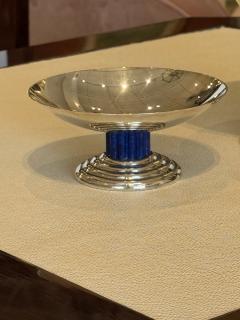  Puiforcat Art Deco Silver Plated Tazza with Lapis Lazuli Lacquered detail by Puiforcat - 4747753