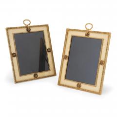  Puiforcat Pair of silk mounted gilt metal picture frames by Puiforcat of France - 3437696