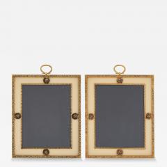  Puiforcat Pair of silk mounted gilt metal picture frames by Puiforcat of France - 3440240