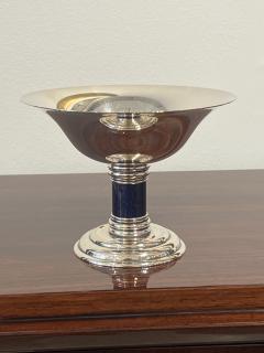  Puiforcat Puiforcat Art Deco Silver Tazza with Cobalt Blue Enamel Column France c 1930s - 4737012