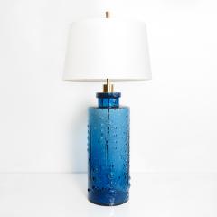  Pukeberg DEEP BLUE SCANDINAVIAN MODERN GLASS LAMP BY PUKEBERG GLASBRUK - 2197895