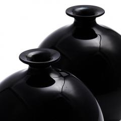  Pukeberg Pair of Black Opaline Glass Vases by Harald Notini for Pukeberg - 3147767