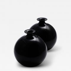  Pukeberg Pair of Black Opaline Glass Vases by Harald Notini for Pukeberg - 3149618