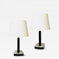  Pukeberg Pair of Table Lamp in Crystal Leather and Brass by Uno Westerberg for Pukeberg - 3110779