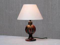  Pukeberg Pukebergs Glasbruk Table Lamp in Emerald and Red Marbled Glass Sweden 1920s - 4305038