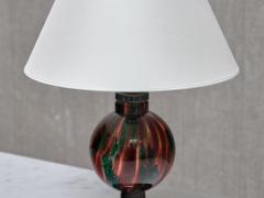  Pukeberg Pukebergs Glasbruk Table Lamp in Emerald and Red Marbled Glass Sweden 1920s - 4305040