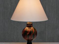  Pukeberg Pukebergs Glasbruk Table Lamp in Emerald and Red Marbled Glass Sweden 1920s - 4305045