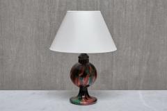  Pukeberg Pukebergs Glasbruk Table Lamp in Emerald and Red Marbled Glass Sweden 1920s - 4305046