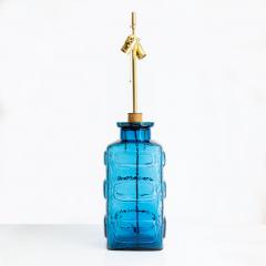  Pukeberg SWEDISH BLUE GLASS TABLE LAMP BY PUKEBERG 1960 - 4759758