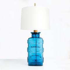  Pukeberg SWEDISH BLUE GLASS TABLE LAMP BY PUKEBERG 1960 - 4760887