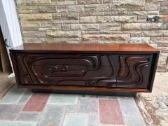  Pulaski Furniture Corporation Gorgeous Pulaski Oceanic Sculpted Front Brutalist Credenza Cabinet Mid Century - 4704726