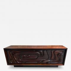  Pulaski Furniture Corporation Gorgeous Pulaski Oceanic Sculpted Front Brutalist Credenza Cabinet Mid Century - 4705207
