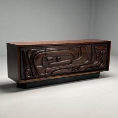  Pulaski Furniture Corporation Pulaski Brutalist Mid Century Modern Oceanic Dresser Sculpted Walnut 1960s - 3753693