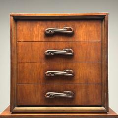  Pulaski Furniture Corporation Pulaski Brutalist Mid Century Modern Oceanic Highboy Sculpted Walnut 1960s - 3753888