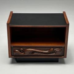  Pulaski Furniture Corporation Pulaski Brutalist Mid Century Modern Oceanic Nightstand Sculpted Walnut - 3756708