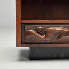  Pulaski Furniture Corporation Pulaski Brutalist Mid Century Modern Oceanic Nightstand Sculpted Walnut - 3756712