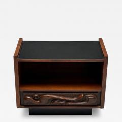  Pulaski Furniture Corporation Pulaski Brutalist Mid Century Modern Oceanic Nightstand Sculpted Walnut - 3758663