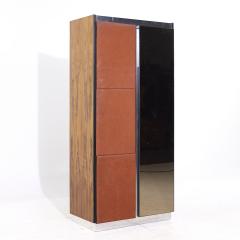  Pulaski Furniture Corporation Pulaski Mid Century Rosewood Leather and Chrome Armoire Dresser - 4187292