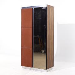  Pulaski Furniture Corporation Pulaski Mid Century Rosewood Leather and Chrome Armoire Dresser - 4187296