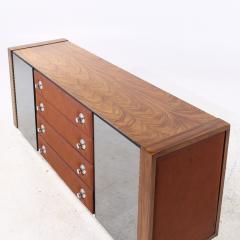  Pulaski Furniture Corporation Pulaski Mid Century Rosewood Leather and Chrome Lowboy Dresser - 4186880