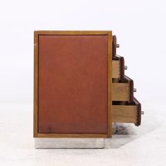  Pulaski Furniture Corporation Pulaski Mid Century Rosewood Leather and Chrome Lowboy Dresser - 4186882