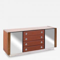  Pulaski Furniture Corporation Pulaski Mid Century Rosewood Leather and Chrome Lowboy Dresser - 4186967