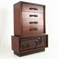  Pulaski Furniture Corporation Witco Style Pulaski Oceanic Brutalist MCM 6 Drawer Gentlemans Chest Highboy - 4128088